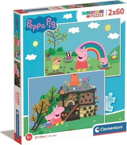 Clementoni CLE puzzle 2x60 SuperKolor Świnka Peppa 21622