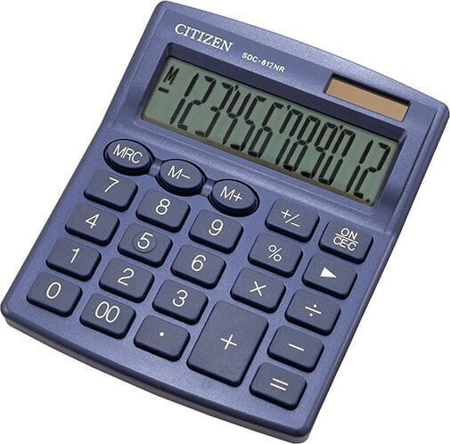 Калькулятор Citizen канцелярский SDC812NRNVE, сине-черный, настольный, 12 разрядов, двойное питание