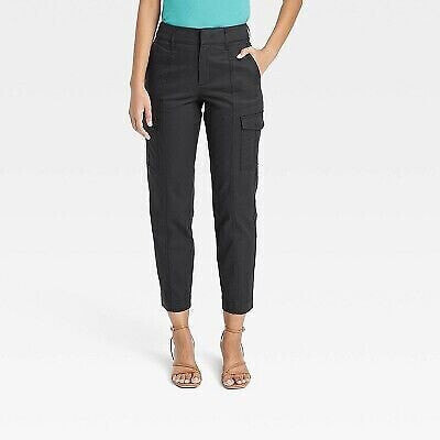 Women's Effortless Chino Cargo Pants - A New Day Black 2