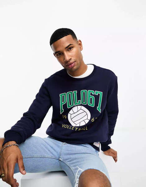 Polo Ralph Lauren volleyball logo sweatshirt in navy