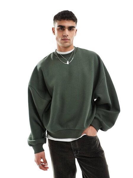 ASOS DESIGN super oversized sweatshirt in khaki