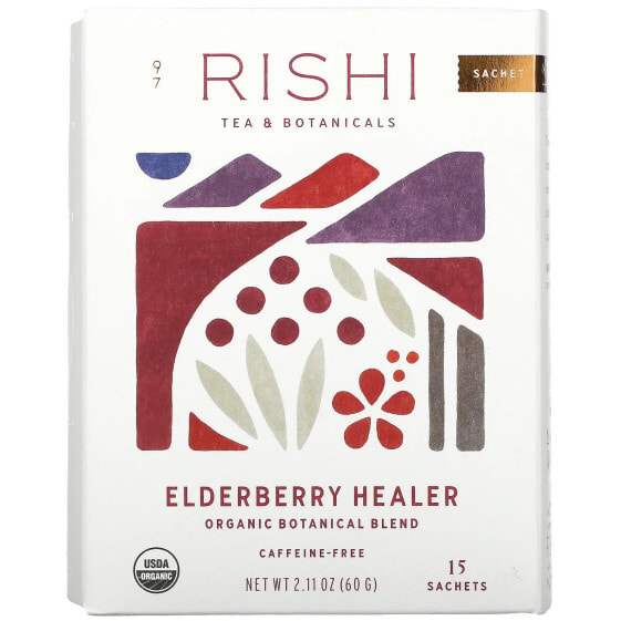 Organic Botanical Blend, Elderberry Healer, Caffeine-Free, 15 Sachets, 1.95 oz (55.5 g) Each