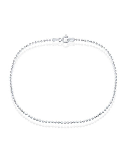 Sterling Silver Diamond-Cut Beaded Anklet