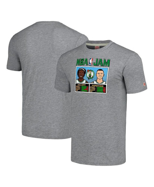 Men's and Women's Jrue Holiday and Kristaps Porzingis Gray Boston Celtics NBA Jam Tri-Blend T-shirt