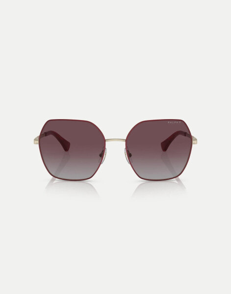 Ralph Ra4138 square polarised sunglasses with violet lens in bordeaux