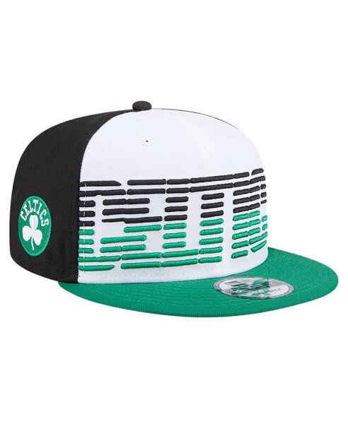 Men's White/Kelly Green Boston Celtics Throwback Gradient Tech Font 9fifty Snapback Hat
