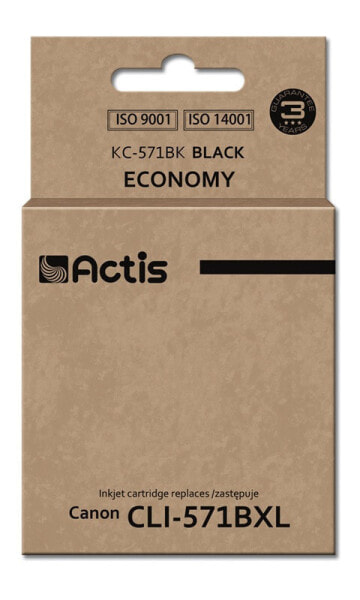 Actis KC-571Bk ink (replacement for Canon CLI-571Y; Standard; 12 ml; black) - Standard Yield - Pigment-based ink - 12 ml - 1 pc(s) - Single pack