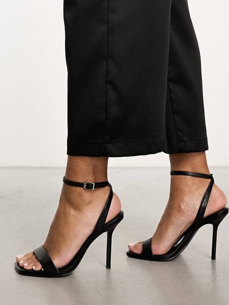ASOS DESIGN Nali barely there heeled sandals in black PU
