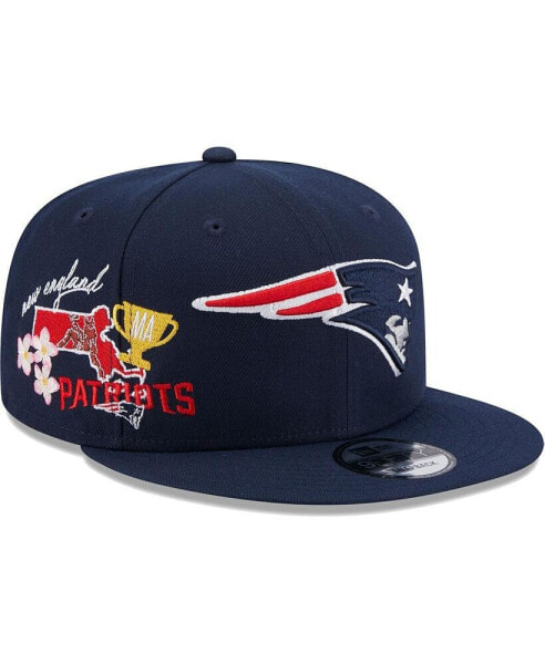 Men's Navy New England Patriots Icon 9FIFTY Snapback Hat