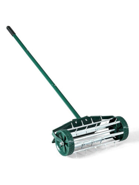 18 Inch Rolling Lawn Aerator with Splash-Proof Fender for Garden