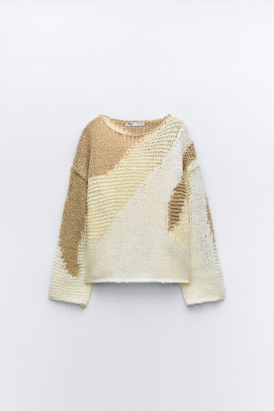 Contrast knit sweater
