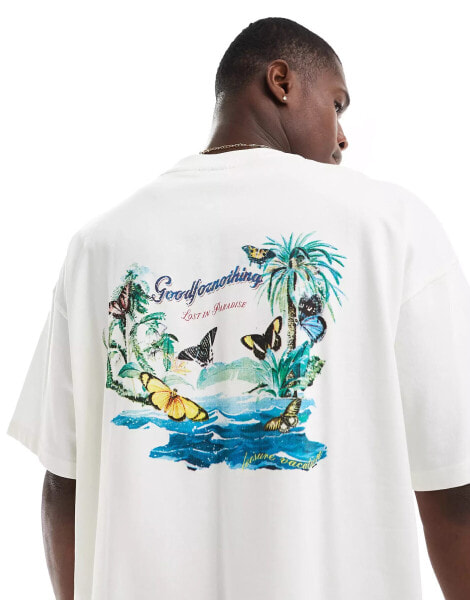 Good For Nothing tropical graphic t-shirt in white