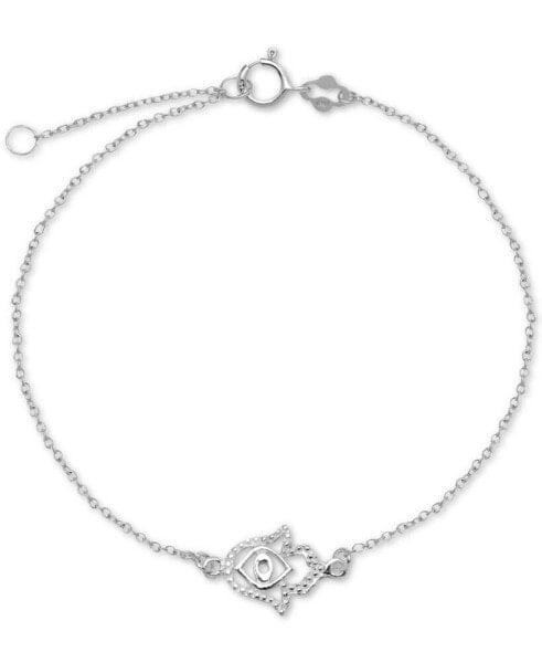 Hamsa Hand Chain Ankle Bracelet in Sterling Silver