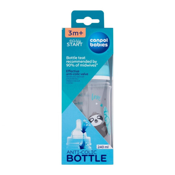 Canpol babies Exotic Animals Easy Start Anti-Colic Bottle Blue 3m+ 240 ml babyflasche für Kinder