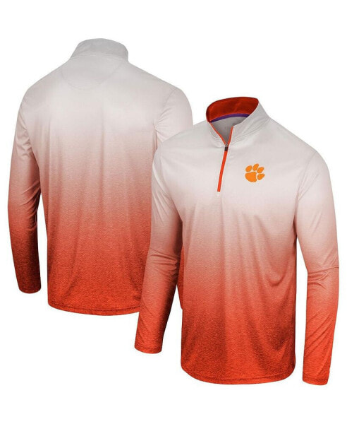 Men's White, Orange Clemson Tigers Laws of Physics Quarter-Zip Windshirt