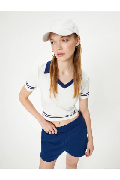 Футболка Женская Koton Polo Crop Slim Fit Вискоза