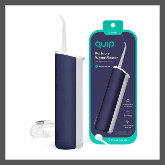 quip Rechargeable Cordless Plastic Water Flosser with 2 Modes + 360º Tip -
