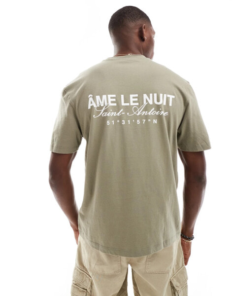 River Island ame le nuit logo t-shirt in khaki