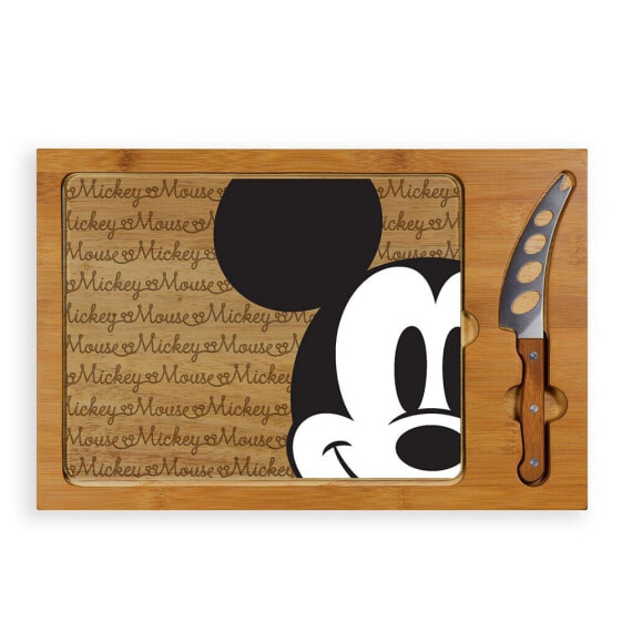 Mickey Icon Glass Top Serving Tray and Knife Set