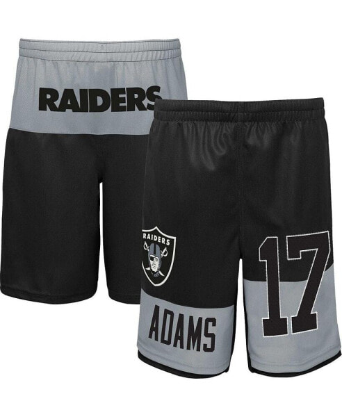 Big Boys and Girls Davante Adams Black Las Vegas Raiders Player Name and Number Shorts