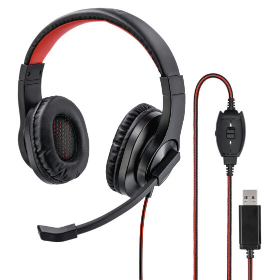 Hama HS-USB400 - Headset - Beanie - Gaming - Black,Red - Binaural - Button