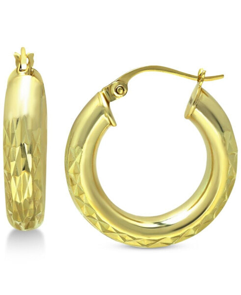 Small Textured Hoop Earrings in 18k Gold-Plated Sterling Silver, 3/4" Created for Macy's