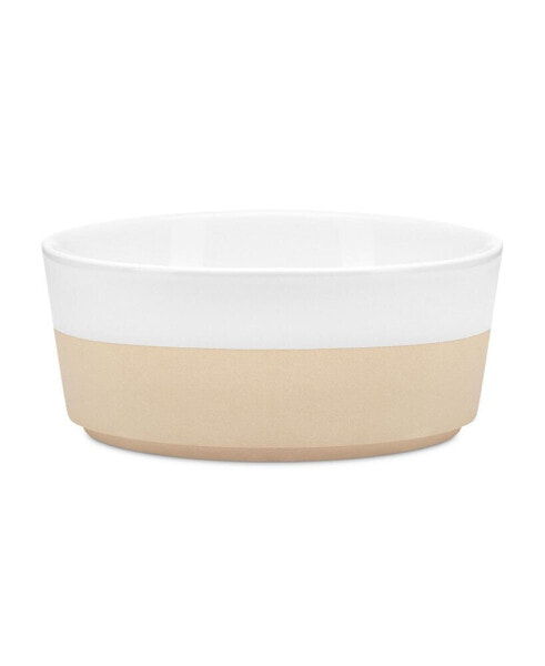 Textured Dipper Ceramic Dog Bowl - White - Small