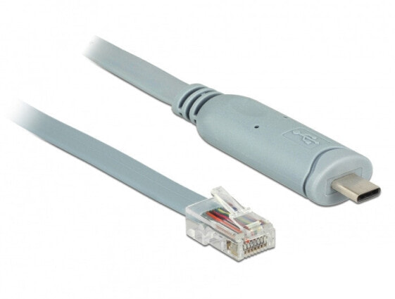 Delock 89917 - Grey - 0.5 m - USB 2.0 Type-C - RJ45 - Male - Male