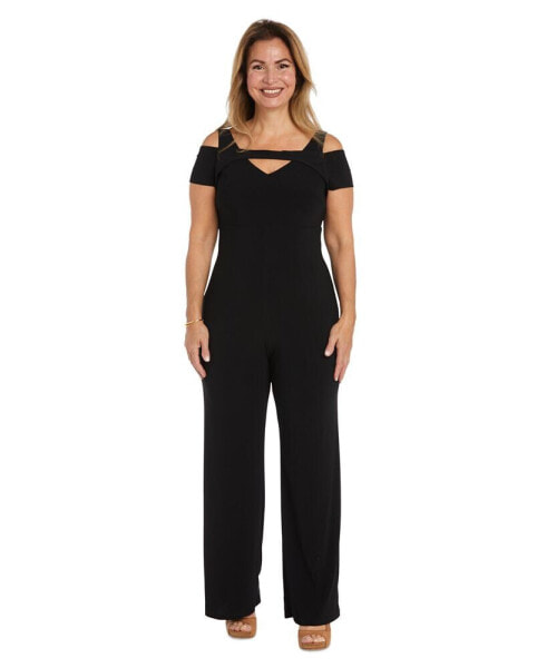 Plus Size Cold-Shoulder Wide-Leg Jumpsuit