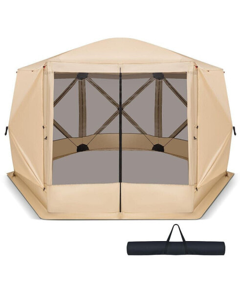 1.5 X 11.5 FT 6-Sided Pop-up Screen House Tent With 2 Wind Panels for Camping
