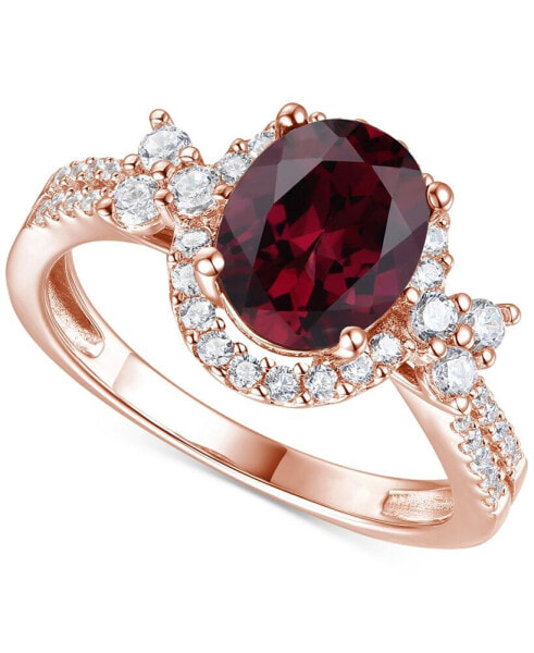 Garnet (1-1/10 ct. t.w.) & Lab-Grown White Sapphire (1/2 ct. t.w.) Ring in 14k Rose Gold-Plated Sterling Silver (Also in Lab-Grown Blue Sapphire)
