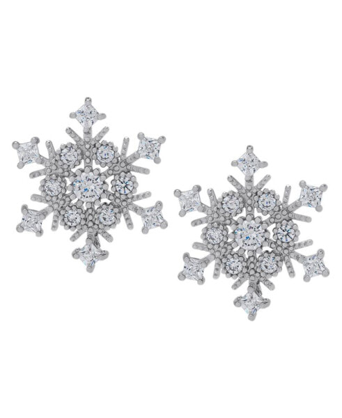 Cubic Zirconia Snowflake Stud Earrings
