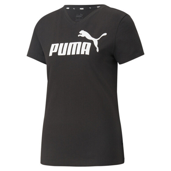 Puma Essential Logo VNeck Short Sleeve T-Shirt Womens Size L Casual Tops 673698