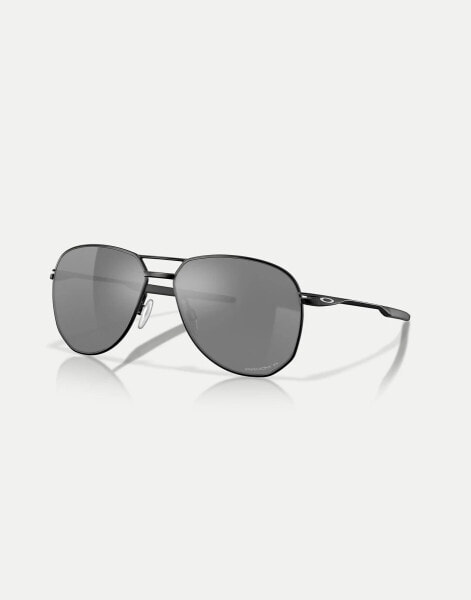 Oakley contrail oval polarised sunglasses in black with grey mirrored lens in matte black