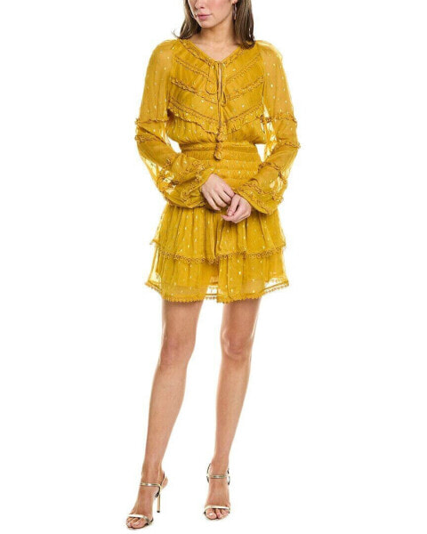 Hemant & Nandita Solid Mini Dress Women's Yellow S