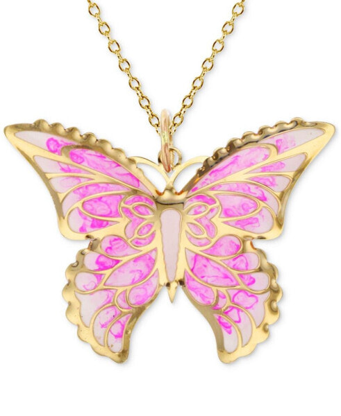 Macy's enamel Ombré Butterfly 18" Pendant Necklace in 14k Gold