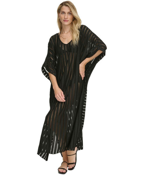 Striped Maxi Caftan Cover-Up