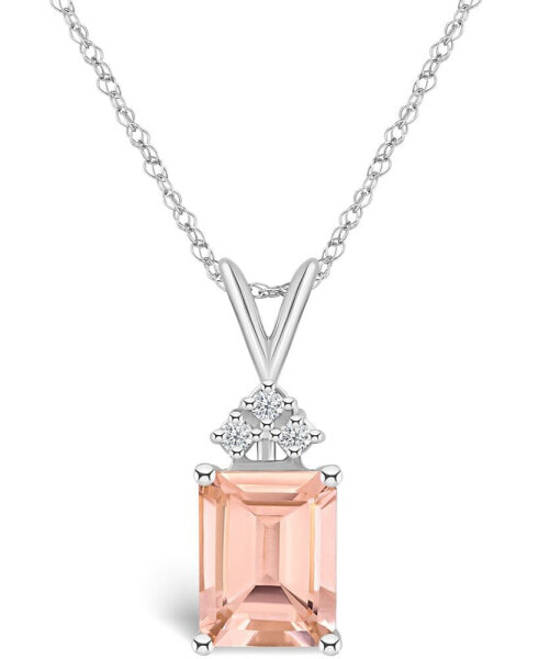 Morganite (2-7/8 ct. t.w.) and Diamond (1/10 ct. t.w.) Pendant Necklace in 14K White Gold or 14k Gold