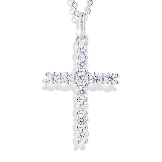 Shiny silver necklace Cross M00441 (chain, pendant)