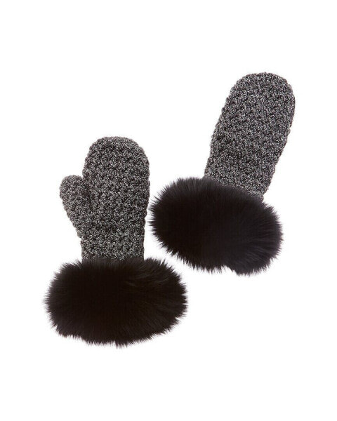 Surell Accessories Fleece-Lined Knit Mittens Women's Black