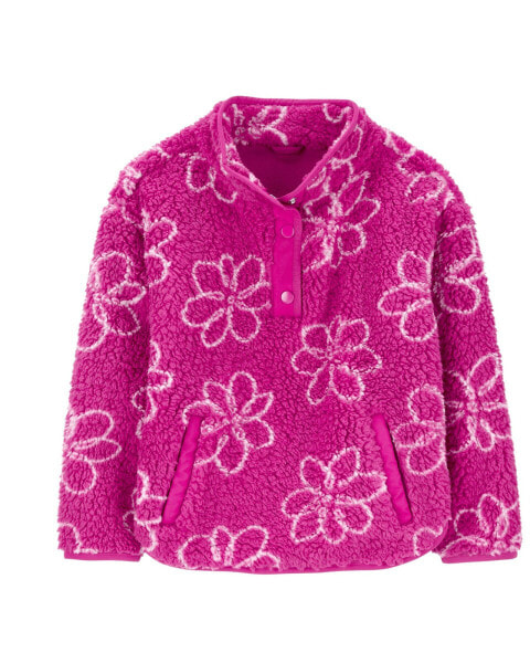 Kid Floral Sherpa Pullover 6-6X