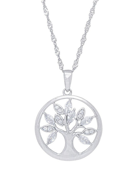Women's Cubic Zirconia Tree of Life Pendant Necklace