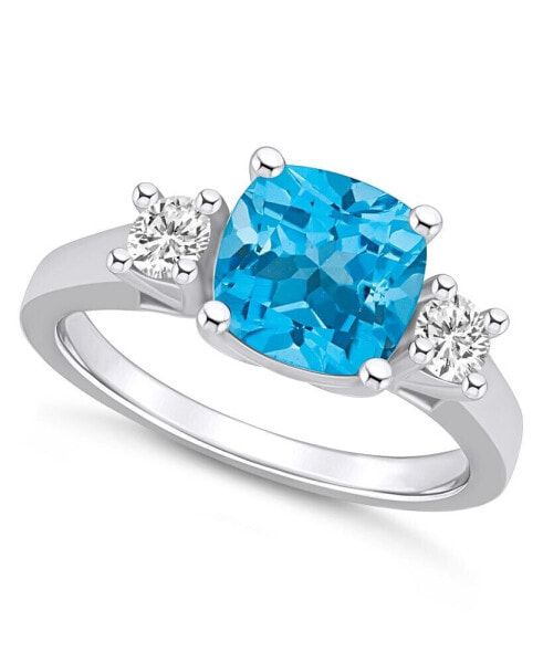 Blue Topaz (2-3/4 ct. t.w.) and Diamond (1/3 ct. t.w.) Ring in 14K White Gold