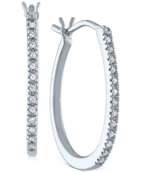 Diamond Oval Hoop Earrings (1/10 ct. t.w.) in Sterling Silver