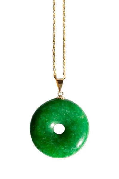 Medallion — Green jade cord necklace