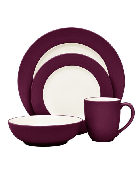 Colorwave Burgundy Rim 4 Piece Place Setting