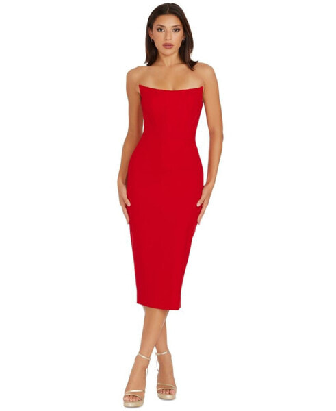 Women's Corset Strapless Midi Dress