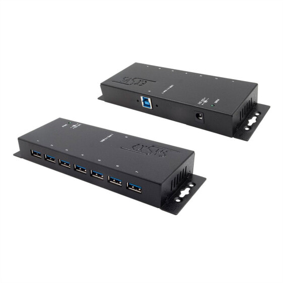 Хаб USB 3.2 Exsys 7-портовый внешний в комплекте с сетью, включая сетевой адаптер 12V/3A.