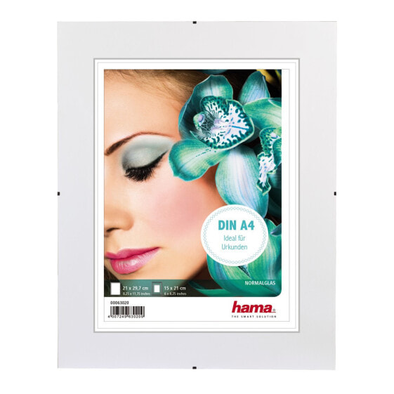 Hama "Clip-Fix" Frameless Picture Holder - normal glass - 21 x 29.7 cm - Glass - Transparent - Single picture frame - 15 x 21 cm - Clip-Fix - Reflective