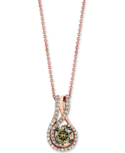 Le Vian chocolate Diamond & Vanilla Diamond (7/8 ct. t.w.) Swirl 18" Pendant Necklace in 14k Rose Gold